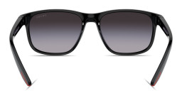 Shop Prada Linea Rossa Logo Signature Pillow Sunglasses in Black online.