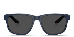 Shop Prada Linea Rossa Logo Signature Pillow Sunglasses in Blue online.