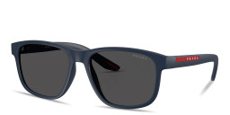 Shop Prada Linea Rossa Logo Signature Pillow Sunglasses in Blue online.