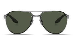 Prada Linea Rossa Logo Aviator Sunglasses in Gunmetal/Light Green Tuning – Product Photo 2