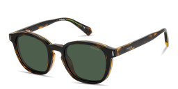 Shop Polaroid Clip-On Unisex Square Eyeglasses in Havana online.