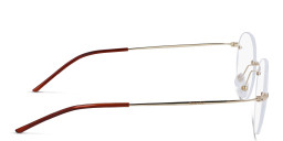 Calvin Klein Unisex Rimless Round Eyeglasses in Gold – Product Photo 3