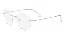 Calvin Klein Unisex Rimless Round Eyeglasses in Nude – Product Photo 1