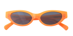 Shop Karen Wazen Glamorous Oval Sunglasses in Orange online.