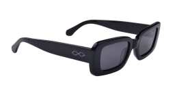 Shop Karen Wazen Kenny Rectangle Sunglasses in Black online.