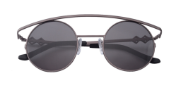 Shop Karen Wazen Retro XL Round Sunglasses in Grey online.