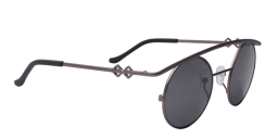 Karen Wazen Retro XL Round Sunglasses in Grey – Product Photo 2