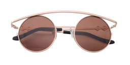 Karen Wazen Retro XL Round Sunglasses in Gold/Brown – Product Photo 2