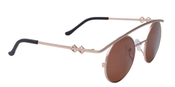Karen Wazen Retro XL Round Sunglasses in Gold – Product Photo 2