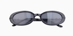 Karen Wazen Olivia Oval Sunglasses in Black – Product Photo 1