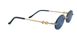 Karen Wazen Vicky Rimless Oval Sunglasses in Gold – Product Photo 2