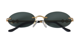 Karen Wazen Vicky Rimless Oval Sunglasses in Gold – Product Photo 1