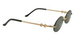 Karen Wazen Vicky Rimless Oval Sunglasses in Gold – Product Photo 2