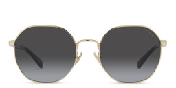 Shop Coach Logo Lettering Irregular Sunglasses in Gold online.