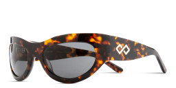 Shop Karen Wazen Swim Oval Sunglasses in Tortoise online.