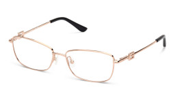 Shop Guess Rectangle Eyeglasses in Rose Gold online.