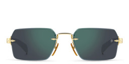 Shop DAVID BECKHAM Rimless Rectangle Sunglasses in Gold Havana/Green online.