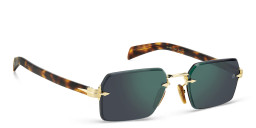 Shop DAVID BECKHAM Rectangle Sunglasses in Gold Havana online.