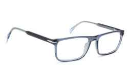 Shop DAVID BECKHAM Timeless Icons Wide Rectangle Eyeglasses in Blue online.