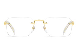 Shop DAVID BECKHAM Rimless Rectangle Eyeglasses in Gold Crystal online.