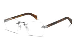 Shop DAVID BECKHAM Talisman Rimless Rectangle Eyeglasses in Ruthenium online.