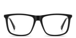 Shop Polaroid Engraved Logo Wide Rectangle Eyeglasses in Black online.