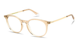 Shop Polaroid Engraved Logo Unisex Round Eyeglasses in Transparent Beige online.