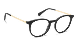 Shop Polaroid Engraved Logo Unisex Round Eyeglasses in Black online.