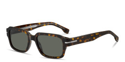 Shop Hugo Boss Logo Signature Rectangle Sunglasses in Havana online.
