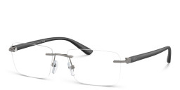 Armani Exchange A|X Logo Wide Rimless Rectangle Eyeglasses in Gunmetal – Product Photo 2