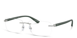 Armani Exchange A|X Logo Wide Rimless Rectangle Eyeglasses in Matte Silver – Product Photo 2