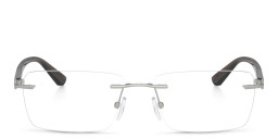 Armani Exchange A|X Logo Wide Rimless Rectangle Eyeglasses in Matte Gunmetal – Product Photo 1