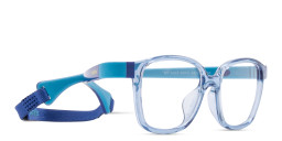 Shop Mira Flex Flexible & Safe Kids Square Eyeglasses in Shiny Light Blue online.