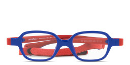 Shop Mira Flex Logo Kids Rectangle Eyeglasses in Shiny Blue & Red online.