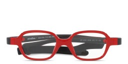 Shop Mira Flex Logo Kids Rectangle Eyeglasses in Black & Red online.