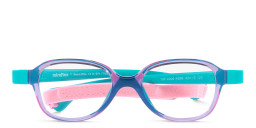 Shop Mira Flex Logo Kids Square Eyeglasses in Translucent Lilac Turquoise online.