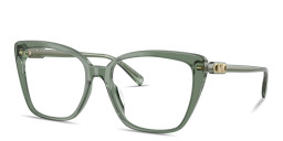 Shop Michael Kors Avila Square Eyeglasses in Transparent Olive Green online.