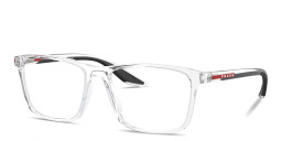 Prada Linea Rossa Logo Lettering Wide Pillow Eyeglasses in Clear – Product Photo 2