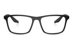 Prada Linea Rossa Wide Pillow Eyeglasses in Black Rubber – Product Photo 1