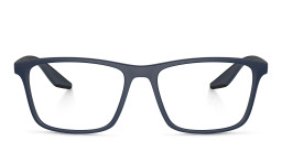 Prada Linea Rossa Wide Pillow Eyeglasses in Blue Rubber – Product Photo 3