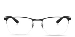 Shop Ray-Ban Optics Unisex Half-Rim Irregular Eyeglasses in Matte Black online.