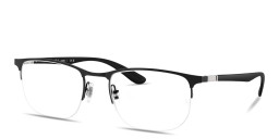Shop Ray-Ban Optics Unisex Half-Rim Irregular Eyeglasses in Matte Black online.
