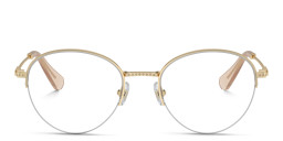 Shop Swarovski Rhinestone-Embellished Half-Rim Panthos Eyeglasses in Gold online.