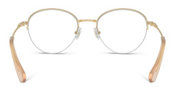Shop Swarovski Rhinestone-Embellished Half-Rim Panthos Eyeglasses in Gold online.