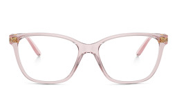Shop Vogue Eyewear Square Eyeglasses in Transparent Pink online.