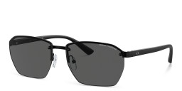 Shop Armani Exchange A|X Logo Half-Rim Irregular Sunglasses in Black online.