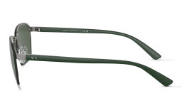 Shop Armani Exchange A|X Logo Half-Rim Irregular Sunglasses in Gunmetal online.