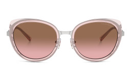 Emporio Armani Logo-Engraved Round Sunglasses in Silver – Product Photo 1