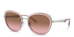 Shop Emporio Armani Logo-Engraved Round Sunglasses in Silver online.