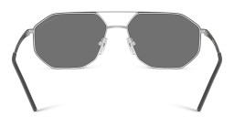Shop Emporio Armani Irregular Sunglasses in Matte Silver online.